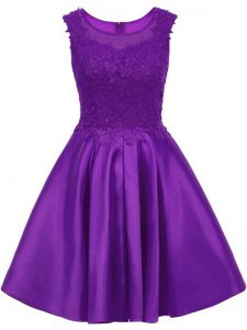 Elegant Mini Length Zipper Dama Dress for Quinceanera Purple for Prom and Party with Lace