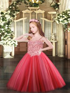  Spaghetti Straps Sleeveless Tulle Little Girls Pageant Dress Wholesale Appliques Lace Up