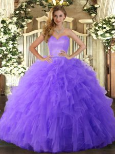 Lavender Sleeveless Ruffles Floor Length Quinceanera Dresses