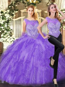 Exquisite Ball Gowns Ball Gown Prom Dress Eggplant Purple Scoop Organza Sleeveless Floor Length Zipper