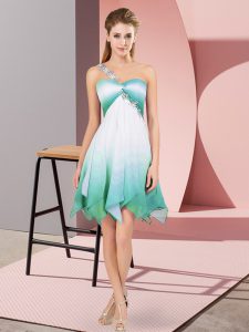  Multi-color Sleeveless Beading Asymmetrical Prom Party Dress