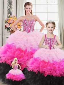 High Quality Multi-color Quinceanera Dress Sweet 16 and Quinceanera with Beading and Ruffles Sweetheart Sleeveless Lace Up