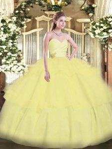 Fashionable Organza Sleeveless Floor Length 15 Quinceanera Dress and Beading and Ruffled Layers