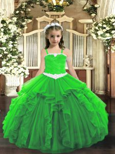  Sleeveless Appliques and Ruffles Lace Up Kids Formal Wear