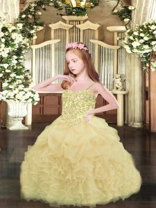 Super Organza Sleeveless Asymmetrical Little Girls Pageant Dress Wholesale and Appliques and Ruffles and Pick Ups