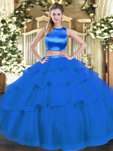 Extravagant Sleeveless Ruffled Layers Criss Cross Quinceanera Gowns