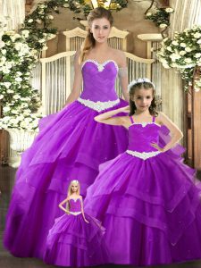  Ruching 15th Birthday Dress Purple Lace Up Sleeveless Floor Length