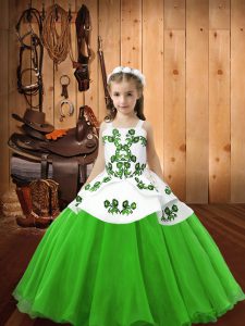 Stunning Floor Length Lace Up Pageant Gowns For Girls for Sweet 16 and Quinceanera with Embroidery