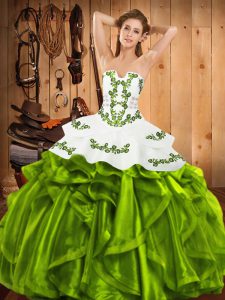 Superior Strapless Sleeveless Lace Up Sweet 16 Quinceanera Dress Satin and Organza
