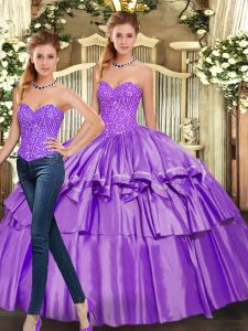 Hot Sale Floor Length Two Pieces Sleeveless Eggplant Purple Sweet 16 Dress Lace Up