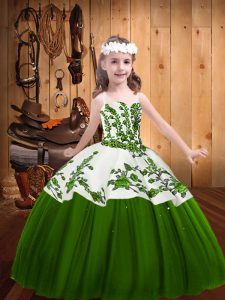  Green Sleeveless Tulle Lace Up Pageant Gowns For Girls for Sweet 16 and Quinceanera
