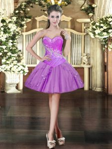 Vintage Sweetheart Sleeveless Organza Dress for Prom Beading and Ruffles Lace Up