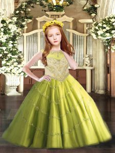  Sleeveless Beading and Appliques Zipper Little Girl Pageant Gowns