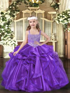  Floor Length Ball Gowns Sleeveless Purple Womens Party Dresses Lace Up