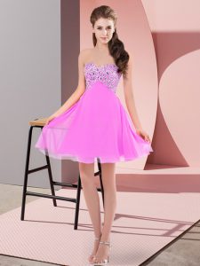  Mini Length Lilac Prom Evening Gown Sweetheart Sleeveless Lace Up