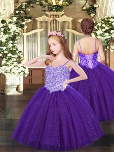  Sleeveless Appliques Lace Up Kids Pageant Dress