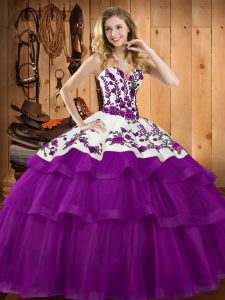 Floor Length Purple Sweet 16 Dresses Sweetheart Sleeveless Lace Up