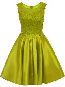 Dynamic Satin Scoop Sleeveless Zipper Lace Court Dresses for Sweet 16 in Olive Green