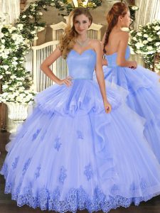 Wonderful Tulle Sleeveless Floor Length 15 Quinceanera Dress and Beading and Appliques and Ruffles