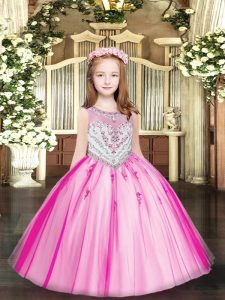  Tulle Sleeveless Floor Length Party Dress and Beading and Appliques