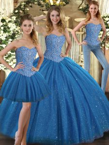  Teal Quinceanera Dress Military Ball and Sweet 16 and Quinceanera with Beading Sweetheart Sleeveless Lace Up