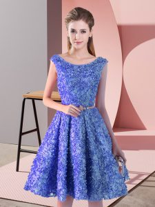 Best Blue Sleeveless Lace Lace Up Prom Evening Gown for Prom and Party