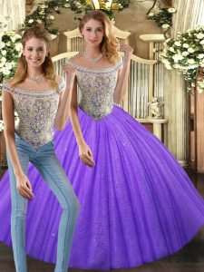 Custom Made Tulle Sleeveless Floor Length Quinceanera Gowns and Beading