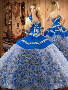 Most Popular Multi-color Sleeveless With Train Embroidery Lace Up 15 Quinceanera Dress