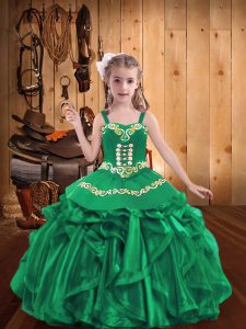  Straps Sleeveless Organza Teens Party Dress Embroidery and Ruffles Lace Up