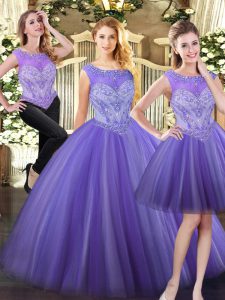 Fabulous Beading Vestidos de Quinceanera Lavender Zipper Sleeveless Floor Length
