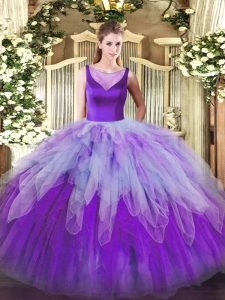  Multi-color Side Zipper Sweet 16 Dress Beading and Ruffles Sleeveless Floor Length