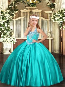 Top Selling Sleeveless Beading Lace Up Child Pageant Dress