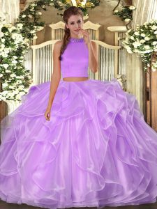  Sleeveless Backless Floor Length Beading and Ruffles Quinceanera Gowns