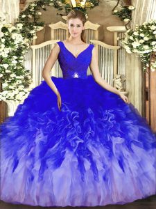 Deluxe Floor Length Ball Gowns Sleeveless Multi-color Sweet 16 Quinceanera Dress Backless