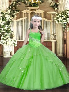  Sleeveless Beading and Ruffles and Sequins Lace Up Child Pageant Dress