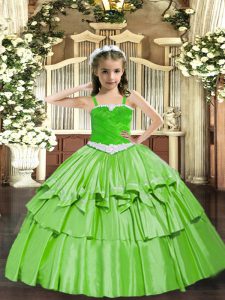  Sleeveless Organza Lace Up Girls Pageant Dresses for Party and Quinceanera