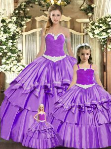  Floor Length Eggplant Purple Sweet 16 Dresses Sweetheart Sleeveless Lace Up