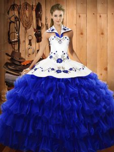  Floor Length Ball Gowns Sleeveless Royal Blue Sweet 16 Quinceanera Dress Lace Up