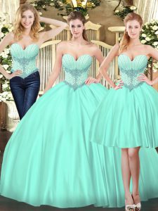  Sleeveless Beading Lace Up Sweet 16 Quinceanera Dress