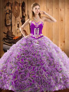 Super Multi-color Sleeveless Sweep Train Embroidery With Train Quinceanera Dress