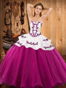Admirable Sleeveless Lace Up Floor Length Embroidery Quinceanera Dresses