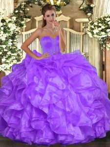 Adorable Floor Length Ball Gowns Sleeveless Purple Ball Gown Prom Dress Lace Up
