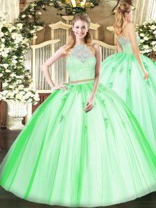 Glorious Tulle Sleeveless Floor Length 15th Birthday Dress and Lace and Appliques