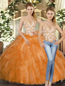 Edgy Sleeveless Beading and Ruffles Lace Up Quinceanera Dresses