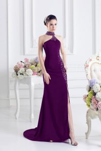 On Sale Sleeveless Sweep Train Beading Zipper Prom Evening Gown