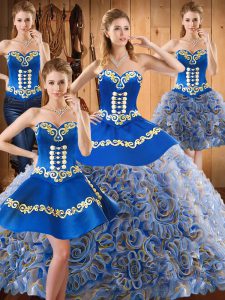  With Train Multi-color Quinceanera Gown Sweetheart Sleeveless Sweep Train Lace Up