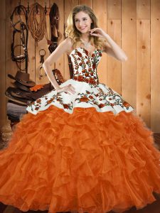  Asymmetrical Ball Gowns Sleeveless Orange Red 15th Birthday Dress Lace Up