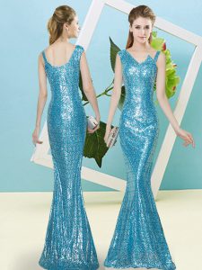 Unique Sleeveless Sequins Zipper Prom Party Dress