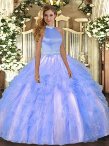  Floor Length Ball Gowns Sleeveless Baby Blue Sweet 16 Dresses Backless