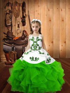 Sweet Ball Gowns Little Girl Pageant Dress Straps Organza Sleeveless Floor Length Lace Up